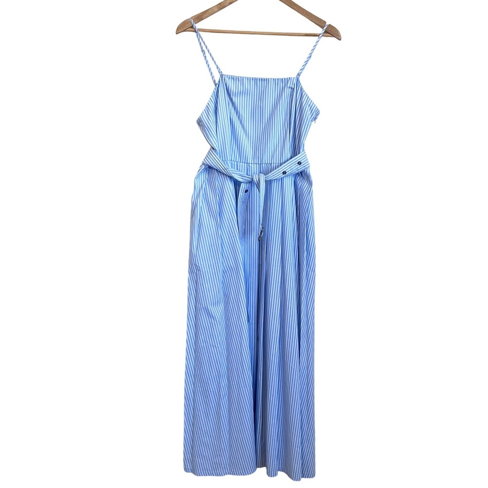 A New Day Nautical Coastal Womens Striped Maxi Dress Size 10 Resort Vacation